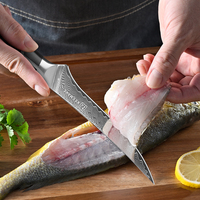 Couteau à désosser professionnel en acier Damas de 7 pouces, cœur VG10, motif plume, couteau de boucher de cuisine avec manche ABS, coffret cadeau inclus