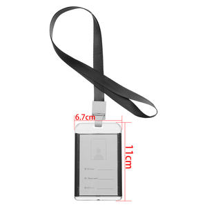 Porte-carte d'identité vertical en acrylique de luxe durable, étui transparent pour carte de visite avec lanières, fournitures de bureau pour entreprise - Product Image 6
