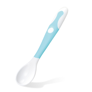 Diseño personalizado libre de BPA curvo mango azul verde PP bebé de silicona <span class=keywords><strong>cuchara</strong></span> de alimentación - Product Image 2