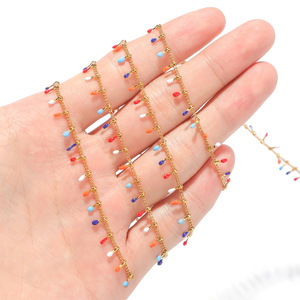Chaîne de cheville en acier inoxydable émaillé plaqué or avec motif feuille coloré, bijou de cheville H1184, origine Yiwu - Product Image 2