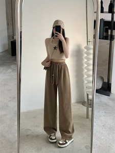 Vente directe d'usine de pantalons larges pour femmes, pantalons décontractés <span class=keywords><strong>en</strong></span> velours côtelé, pantalons à cordon avec visage souriant - Product Image 4