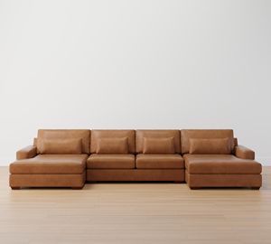 高級高品質ソファリビングルーム家具リクライニング可能なU字型レザーソファ - Product Image 2
