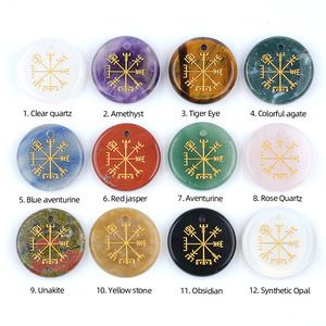 Collar de Cristal Vikingo con Símbolo Rúnico Redondo, Ágata, Piedra Preciosa Natural, Curativa, Amuleto de la <span class=keywords><strong>Suerte</strong></span>, Unisex, Venta al Por Mayor - Product Image 3