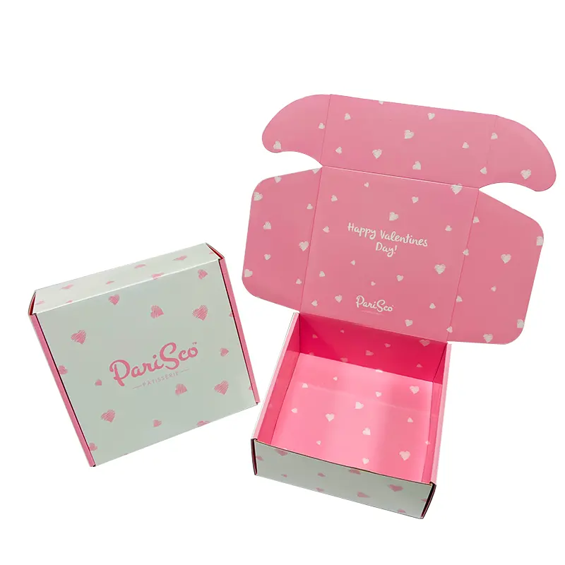 Logo del marchio personalizzato stampa scatola di spedizione ondulata personalizzata rosa scatola di spedizione per imballaggio postale con chiusura a Logo rosa