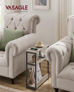 <span class=keywords><strong>Mesa</strong></span> <span class=keywords><strong>Auxiliar</strong></span> Moderna de Madera con Múltiples Ranuras, <span class=keywords><strong>Mesa</strong></span> de Noche Estrecha con 3 Estantes para Espacios Pequeños, Revistero para Sala de Estar, Dormitorio, Estudio - Product Image 4