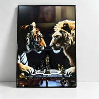 Décoration d'intérieur moderne de luxe, cadre photo en verre de porcelaine avec cristaux 5D, peinture murale en cristal d'animaux nordiques