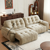 Canapé-lit électrique confortable style crème moderne pour la maison, salon, canapé-lit extensible en tissu 2 places