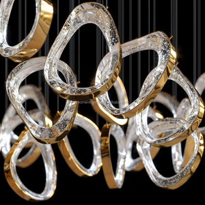 Lámpara colgante de cristal personalizada moderna para Villa, hogar, sala de estar, dormitorio, escalera, vestíbulo de hotel, recepción, candelabros LED de cristal - Product Image 4