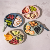 Ensemble de bols et assiettes d'alimentation en silicone de qualité alimentaire pour bébé, vaisselle de salle à manger pour enfants sans BPA pour boire et se nourrir