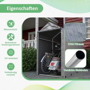 Tente d'atelier pour vélo Thanaddo, <span class=keywords><strong>abri</strong></span> de <span class=keywords><strong>jardin</strong></span>, rangement, carport, cadre en acier galvanisé pour vélo, <span class=keywords><strong>moto</strong></span>, 100x187x160cm - Product Image 6