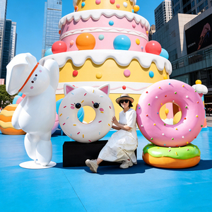Esculturas de Fibra de Vidrio de Gran Escala con Forma de Helado y Donut para Decoración de Restaurantes de Postres - Product Image 6