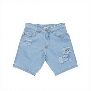 New Arrival Summer Men's Denim <b>Shorts</b> Elastic Waist Casual Slim Ripped Fitted Spandex/<b>Polyester</b> <b>Shorts</b> - Product Image 2