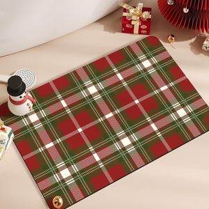 Tapis de bain rectangulaire à carreaux de Noël 40x60cm 50x80cm 60x90cm, tapis de porte en tissu absorbant et antidérapant pour salle de bain - Product Image 1