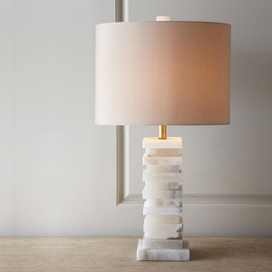 Lámpara de Mesa Moderna con Base de Mármol Blanco para Hoteles, Bombilla E26, Cuerpo de Cerámica y Hierro, Alimentación Eléctrica para Vestíbulos y Habitaciones - Product Image 4