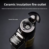 Portable en plastique métal unique direct coupe-vent gonflable briquet cigare moxibustion haute température petit pistolet de soudage en gros