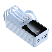Power Bank Kapasitas Tinggi 40000mah 22.5W PD Pengisian Cepat 4 Kabel Layar LED USB Type-C Baterai Li-Polymer Plastik Portabel