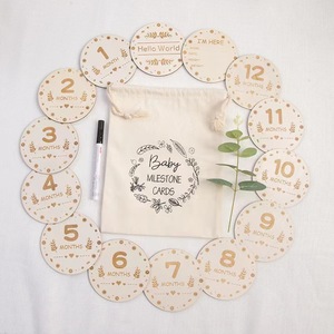 Nouveau design en bois bébé cartes d'étape mensuelles avec signe d'annonce grossesse et cadeaux pour garçons et filles nouveau-né Photo Prop - Product Image 1