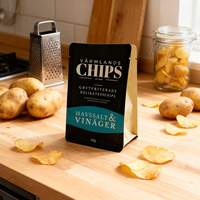 Sachets plats en kraft blanc refermables en gros personnalisés pour les chips, emballage personnalisé écologique imprimé
