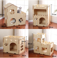 Lit pour chat et maison pour animaux de compagnie en bois massif, moderne et écologique, villa pour chat à double étage, structure d'escalade, condo pour chat en bois et mobilier