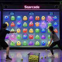 Mur de balles interactif avec jeu de projection et de lancer Match 3, équipement sportif pour parcs de trampolines, événements intérieurs et location, en métal