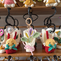 Haute qualité à la main Calla Lily fleur tricoté en peluche PP coton rempli KIVA marque Mini Crochet fleur Bouquet porte-clés jouet