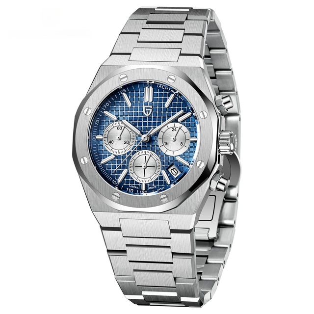 For Men's Stainless Steel Quartz Chronograph Watch 40mm Sapphire Crystal Glass Pointer Dial Leisure 200m Water Resistance PD1707