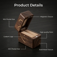 Boîte à bague de fiançailles en bois, petite, fine et plate, pour demande en mariage, mariage, boîte en bois de noyer pour cérémonie de mariage