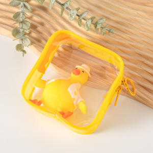Sac cadeau jaune transparent avec fermeture éclair, pochette mignonne en forme de canard, jouet anti-stress, emballage personnalisé pour enfants et adultes - Product Image 4