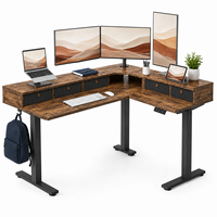 Bureau d'angle moderne en bois, électrique, réglable en hauteur, avec tiroir, écologique, pour ordinateur, idéal pour la maison et la chambre