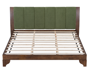 <span class=keywords><strong>Letto</strong></span> Matrimoniale in Legno di Teak con <span class=keywords><strong>Testiera</strong></span> Inclusa, Stile Moderno Mid-Century, <span class=keywords><strong>Letto</strong></span> Imbottito <span class=keywords><strong>Verde</strong></span> Noce Ecologico - Product Image 4
