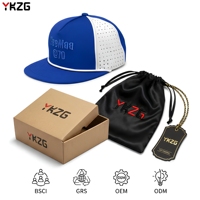 Casquette de baseball personnalisée avec logo, bleu et blanc, 5 panneaux, perforée, avec corde, broderie 3D tonale, légère, pour le sport – Fabricant