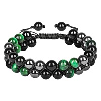 Bracelet en pierre œil de tigre naturelle à double rangée de perles, fait main, pour hommes et femmes - Vente flash