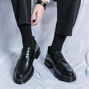 Zapatos Casuales de Plataforma con Suela Gruesa de Cuero Genuino para Hombre 2025, Impermeables, Transpirables, de Punta Puntiaguda, para Invierno/Otoño, para Bodas - Product Image 4