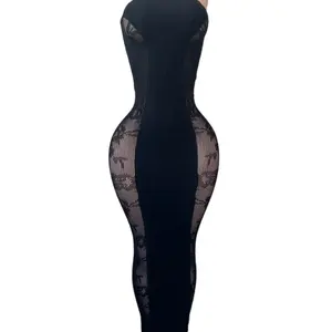 OEM Womens 1 Piece Party Clubwear Bodycon Long Dress Bodystocking Lingerie