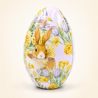 Boîte en étain personnalisée en forme de lapin, grande boîte ovale en forme d'œuf de Pâques, boîte en étain pour chocolat et bonbons de qualité alimentaire, hermétique, avec impression couleur CMYK