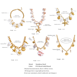 Collier pendentif étoile de mer en acier inoxydable plaqué or style océan Mchic 3494, collier en résine <span class=keywords><strong>corail</strong></span> et perles baroques, bijoux - Product Image 2