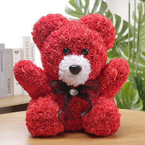 Flores de Seda Realistas Resistentes a la Decoloración <span class=keywords><strong>ODIS</strong></span> para Ramo de Novia, Conjunto de Recuerdo con Osito de Peluche Pequeño - Product Image 2