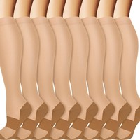 6 paires de chaussettes de compression en polyester tricoté pour jeunes hommes et femmes, 15-20 mmHg, pour la course à pied, le cyclisme et les voyages