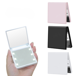 Wholesale New Folding Mirror Square Mini Led Makeup Mirror Small Portable Double-Sided Gift Princess Mirror Promotional Gift