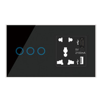Interruptor Inteligente WiFi Smart Life, Enchufe de Pared Duradero de 240V con 2 Tomas USB+Tipo-C, Panel Táctil, Doble Polo/Doble Vía, Resistente al Agua