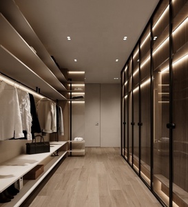 Armoire de <span class=keywords><strong>dressing</strong></span> moderne modulaire durable avec portes en verre, poignées en métal écologiques, montage au sol, panneau, <span class=keywords><strong>dressing</strong></span>, chambre à coucher - Product Image 4