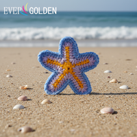 EG26004 9X9CM Étoiles de mer au crochet faites à la main, patchs en dentelle à coudre pour chapeaux de bébé et accessoires vestimentaires, en feutre non tissé