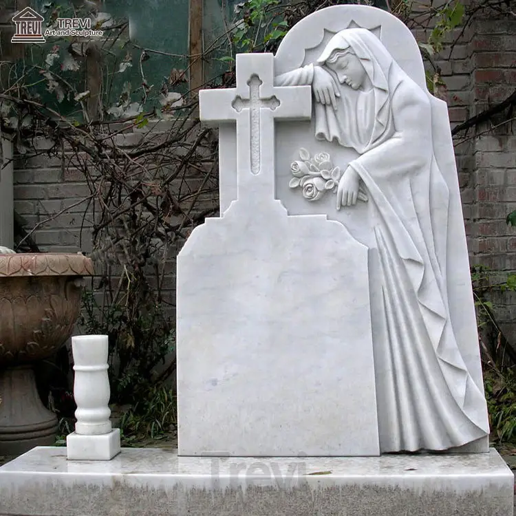 Large Headstone Natural Stone Granite Large Virgin Tombstone Marble Cross Headstone For Sale