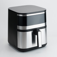 Friteuse à air multifonctionnelle en acier inoxydable SKD CKD 8L, protection contre la surchauffe, contrôle numérique intelligent, revêtement antiadhésif, usage domestique