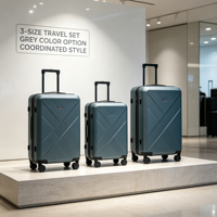 Ensemble de valises rigides en PC à motif géométrique diagonale personnalisé, avec roulettes pivotantes, serrure TSA, logo et couleur personnalisables, faible MOQ