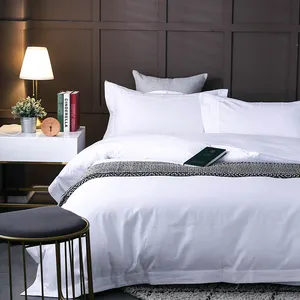 백색 호화스러운 1000tc 120s 호텔 자수 Pima 침대 시트 세트 100% 년 면