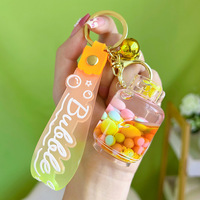 Nouveau acrylique veilleuse flottant Boba porte-clés mobile liquide lait thé tasse porte-clés sac pendentif Boba porte-clés
