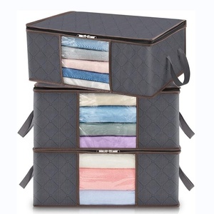 Grande finestra trasparente scatola portaoggetti pieghevole robusta manici Organizer vestiti custodia <span class=keywords><strong>per</strong></span> <span class=keywords><strong>armadio</strong></span> dormitorio cuscino biancheria-<span class=keywords><strong>per</strong></span> <span class=keywords><strong>armadio</strong></span> - Product Image 2