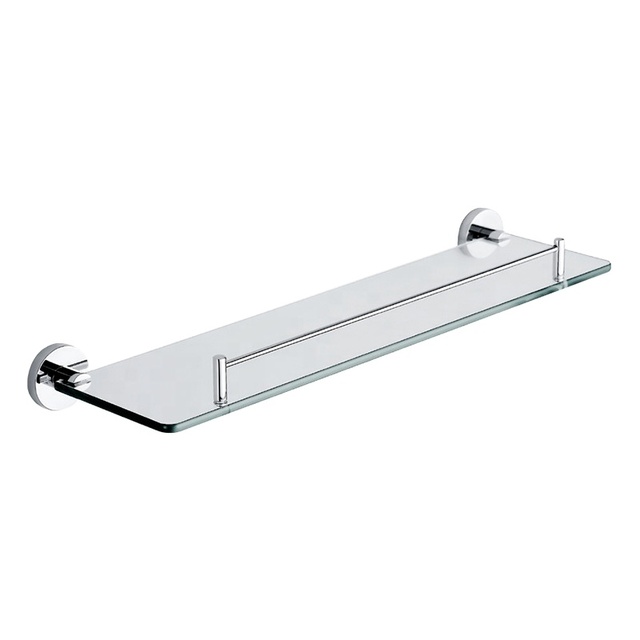 Factory Supply Tempered Glass Shelf Holder 304 Stainless Steel Shower Organizer Storage Wall Mounted Bathroom Shelves