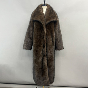 Manteau long en fausse fourrure pour femme, style streetwear hiver, manteau en fausse fourrure moelleuse et duveteuse, manteau en fausse fourrure marron, manteau en fausse fourrure <span class=keywords><strong>de</strong></span> luxe, manteau en fausse fourrure épaisse et chaud - Product Image 1